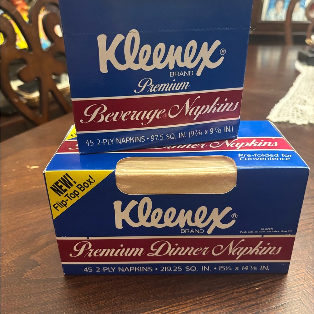 Vintage 1989 Kleenex Premium Dinner and Beverage Napkins Bundle
